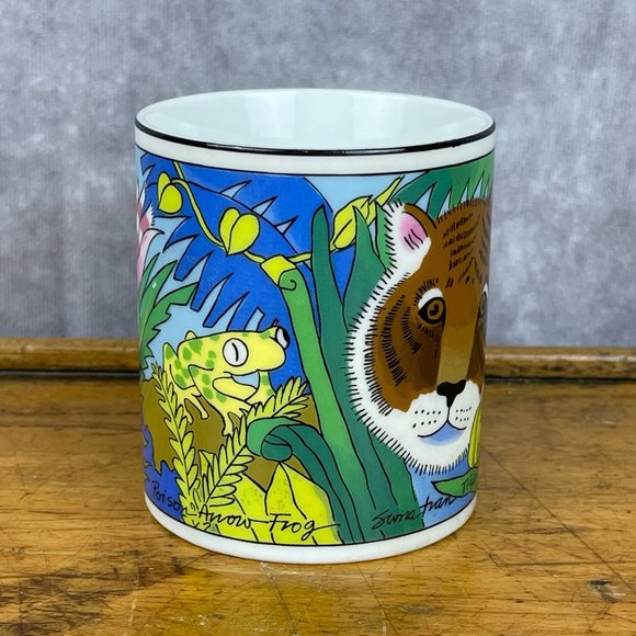 Vintage San Diego Zoo Tropical Rain Forest Tiger Frog Cockatoo Coffee Mug - Picture 2 of 10